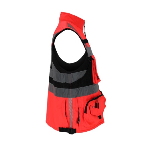 KAMIZELKA OSTRZEGAWCZA TYTAN WSTAWKI Z SIATKI, KIESZENIE, CZERWONO-CZARNA