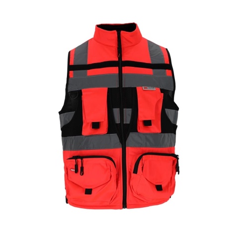 KAMIZELKA OSTRZEGAWCZA TYTAN WSTAWKI Z SIATKI, KIESZENIE, CZARNA