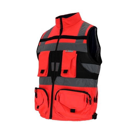 KAMIZELKA OSTRZEGAWCZA TYTAN WSTAWKI Z SIATKI, KIESZENIE, CZARNA