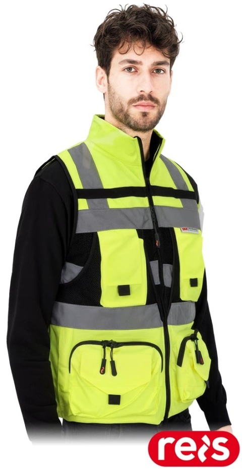 KAMIZELKA OSTRZEGAWCZA TYTAN WSTAWKI Z SIATKI, KIESZENIE, ŻÓŁTO-CZARNA