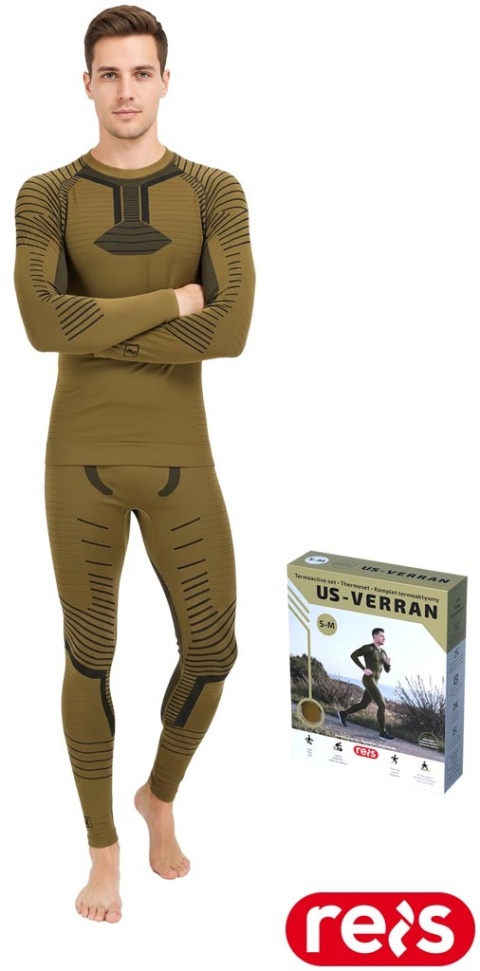 KOMPLET TERMOAKTYWNY VERRAN MĘSKA BIELIZNA IZOLUJE PRZED ZIMNEM, OLIWKOWY