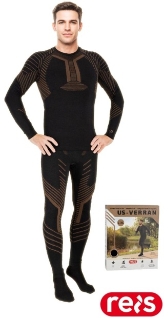 KOMPLET TERMOAKTYWNY VERRAN MĘSKA BIELIZNA IZOLUJE PRZED ZIMNEM, CZARNO-BRĄZOWY