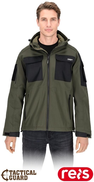 KURTKA OCHRONNA TACTICAL GUARD SOFTSHELL BORON ZIELONO-CZARNA