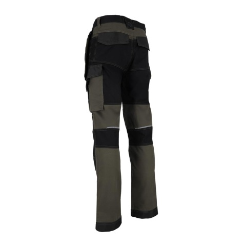 SPODNIE OCHRONNE DO PASA TERRA ZIELONO-CZARNE TACTICAL GUARD, WZMOCNIONA CZĘŚĆ KOLANOWA, KIESZENIE MONTERSKIE