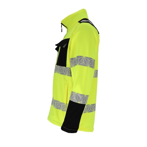 KURTKA OCHRONNA OSTRZEGAWCZA PRIZMAT SOFTSHELL, 4-KIERUNKOWY STRETCH STRECZ, POMARAŃCZOWO-CZARNA