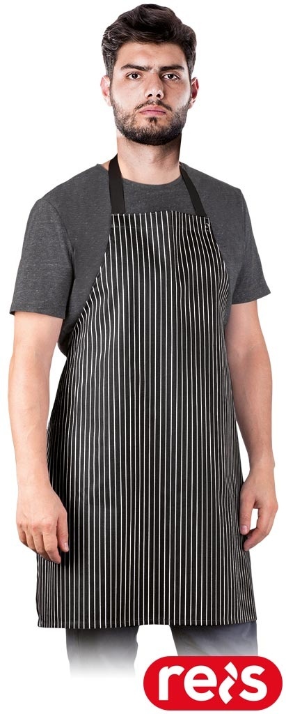 FARTUCH W PASKI DO GASTRONOMII CZARNO-BIAŁY