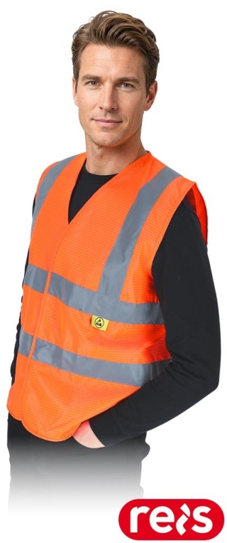 KAMIZELKA OSTRZEGAWCZA ESD, NA RZEP POMARAŃCZOWA ANTYELEKTOSTATYCZNA