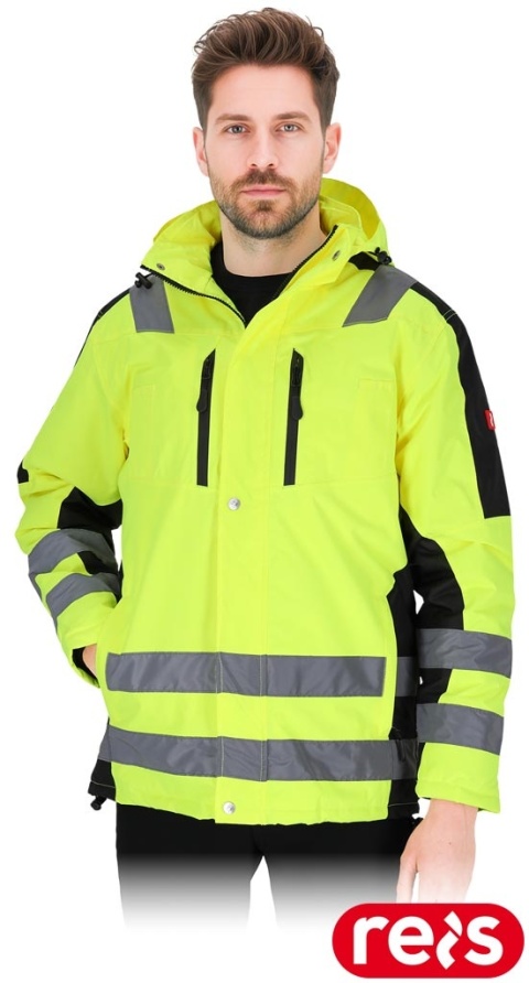 KURTKA OCHRONNA OCIEPLANA PRZEDŁUŻANA GLASGOW FLUO ŻÓŁTO-CZARNA