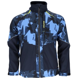 KURTKA OCHRONNA SOFTSHELL GRANATOWO-NIEBIESKO-ŻÓŁTA