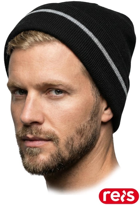 CZAPKA OCHRONNA OCIEPLANA ZIMOWA ODBLASKOWA WSTAWKA CZARNA