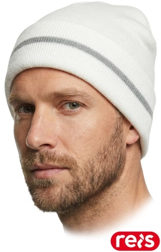 CZAPKA OCHRONNA OCIEPLANA ZIMOWA ODBLASKOWA WSTAWKA BIAŁA