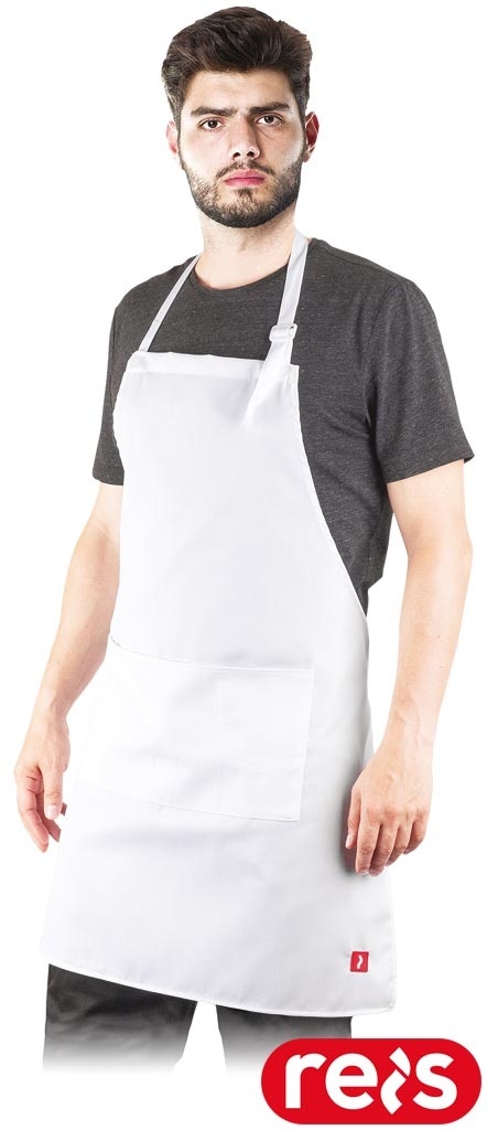 Fartuch gastronomiczny biały 70x80 regulowany kieszenie kuchenny kelnerski