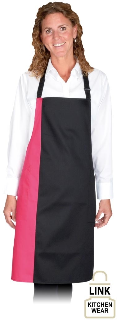 FARTUCH DUO-2K WIĄZANY NA SZYI CZARNO-FUKSJOWY