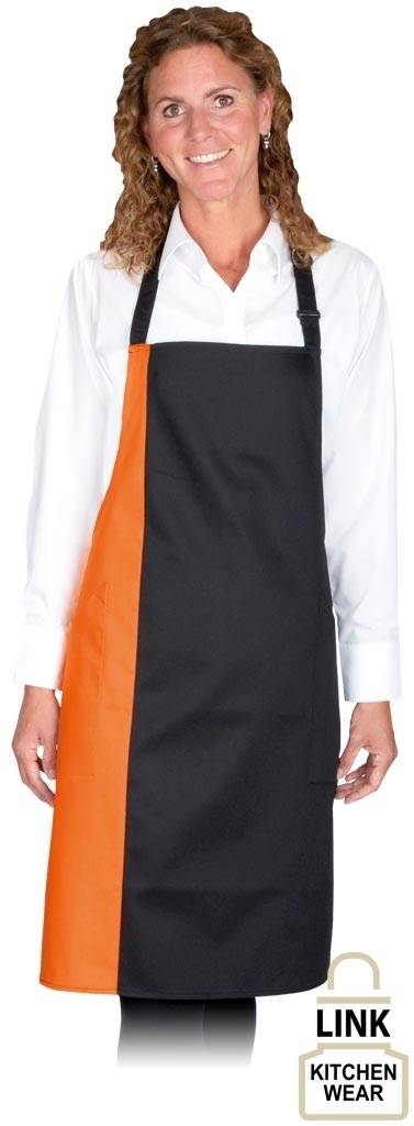 FARTUCH DUO-2K WIĄZANY NA SZYI CZARNO-POMARAŃCZOWY