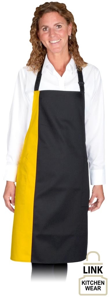 FARTUCH DUO-2K WIĄZANY NA SZYI CZARNO-ŻÓŁTY