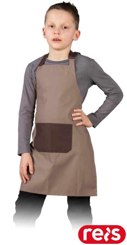 FARTUCH Z KIESZONKĄ DLA DZIECI BEŻOWO-BRĄZOWY