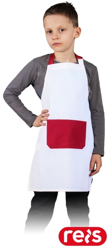 FARTUCH Z KIESZONKĄ DLA DZIECI BIAŁO-CZERWONY