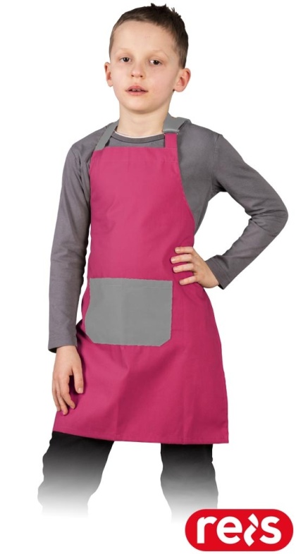 FARTUCH Z KIESZONKĄ DLA DZIECI RÓŻÓWO-SZARY