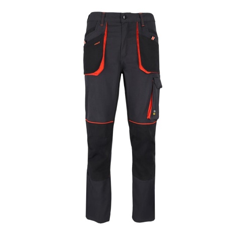 SPODNIE OCHRONNE DO PASA FORELASTIC GUMKA W PASIE, KIESZENIE NA NAKOLANNIKI, SZARO-POMARAŃCZOWE