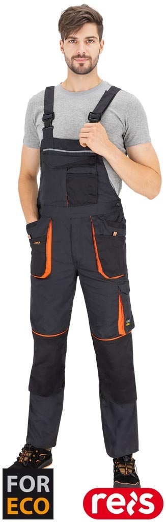 SPODNIE OCHRONNE OGRODNICZKI KIESZENIE NA NAKOLANNIKI SZARO-POMARAŃCZOWE