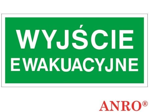 Znak ewakuacyjny „Wyjście ewakuacyjne" ZNAK BEZPIECZEŃSTWA - 200x400 mm PŁYTA LUX samoprzylepna