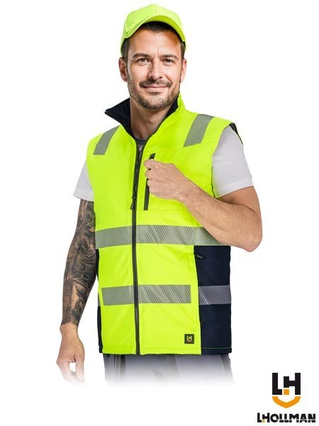 BEZRĘKAWNIK OCHRONNY OCIEPLANY - 2XL - ŻÓŁTO-GRANATOWY