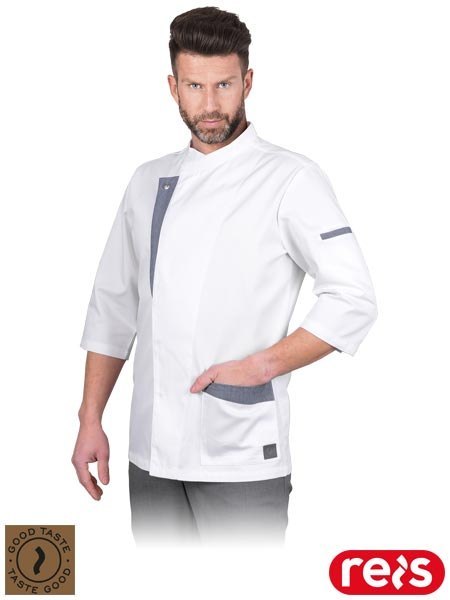 BLUZA KUCHARSKA OCHRONNA - M - BIAŁO-SZARY