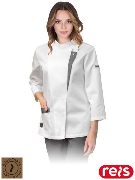 BLUZA KUCHARSKA OCHRONNA - S - BIAŁO-SZARY
