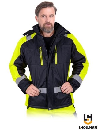 KURTKA OCHRONNA OCIEPLANA - M - CZARNO-SELEDYNOWY