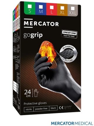 RĘKAWICE NITRYLOWE - 2XL - CZARNY bezpudrowe Mercator GoGrip