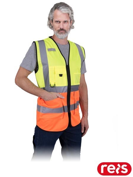 KAMIZELKA OSTRZEGAWCZA - 2XL - ŻÓŁTO-POMARAŃCZOWY