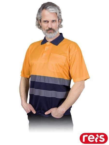 KOSZULKA POLO OCHRONNA - L - POMARAŃCZOWO-GRANATOWY
