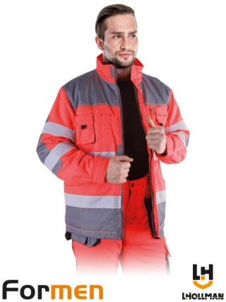 KURTKA OCHRONNA OCIEPLANA - XL - CZERWONO-STALOWO-CZARNY
