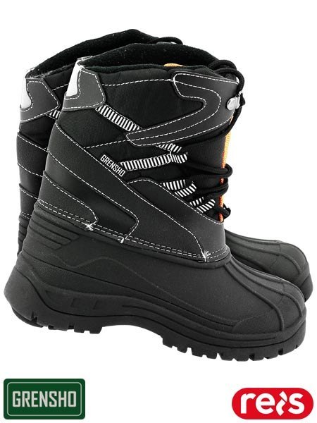 BUTY ZIMOWE - 46 - CZARNO-POMARAŃCZOWY