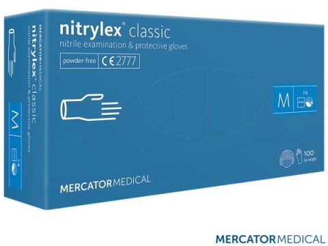 RĘKAWICE NITRYLOWE 8% VAT BEZPUDROWE NITRYLEX CLASSIC 100SZT TEKSTURA NA PALCACH, MEDYCZNE, FRYZJERSKIE, XL