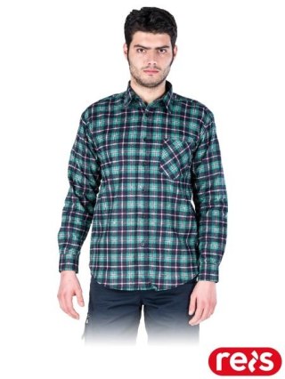 KOSZULA FLANELOWA OCHRONNA KF-C3 MĘSKA W KRATĘ BAWEŁNIANA ZIELONA 2XL