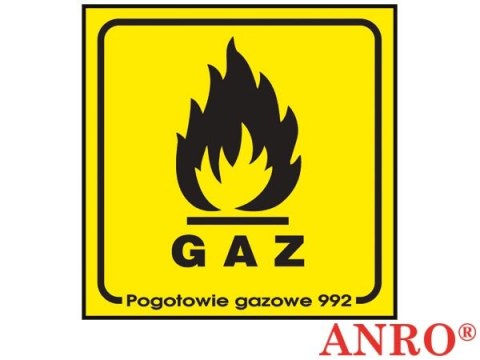 Naklejka samoprzylepna, znak uzupełniający - gaz „Gaz" ZNAK BEZPIECZEŃSTWA - 100x100 mm