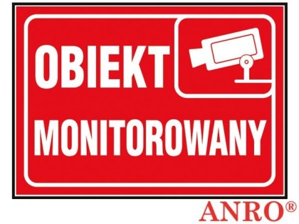 Naklejka samoprzylepna „Obiekt monitorowany" ZNAK BEZPIECZEŃSTWA - 150x205 mm
