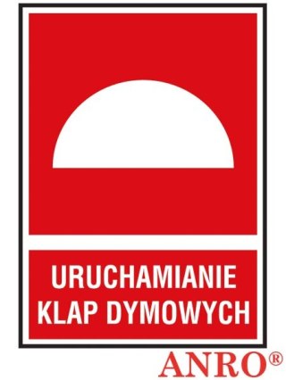 Naklejka samoprzylepna, znak ochrony ppoż. „Uruchamianie klap dymowych" ZNAK BEZPIECZEŃSTWA - 150x205 mm