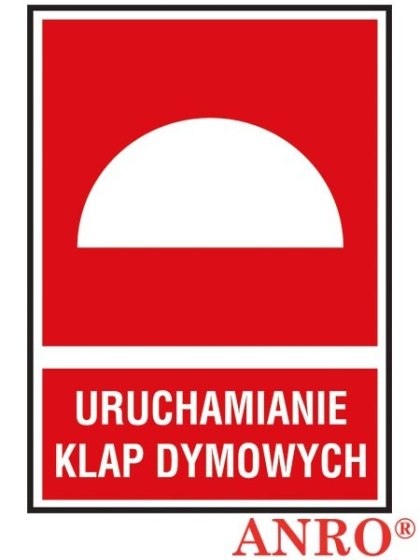 Naklejka samoprzylepna, znak ochrony ppoż. „Uruchamianie klap dymowych" ZNAK BEZPIECZEŃSTWA - 150x205 mm