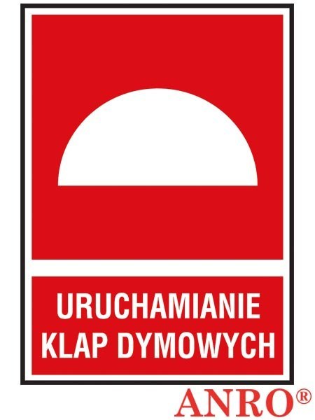 Naklejka samoprzylepna, znak ochrony ppoż. „Uruchamianie klap dymowych" ZNAK BEZPIECZEŃSTWA - 150x205 mm