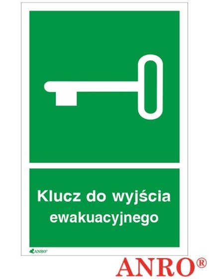 Naklejka samoprzylepna, znak ewakuacyjny „Klucz do wyjścia ewakuacyjnego" ZNAK BEZPIECZEŃSTWA - 150x205 mm