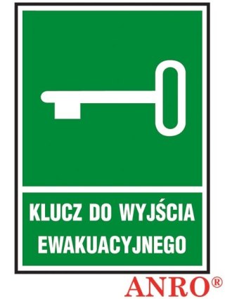 Znak ewakuacyjny „Klucz do wyjścia ewakuacyjnego" ZNAK BEZPIECZEŃSTWA - 150x205 mm PŁYTA PCV