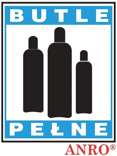 Znak uzupełniający - gaz „Butle pełne" ZNAK BEZPIECZEŃSTWA - 150x205 mm PŁYTA PCV