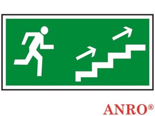 Naklejka samoprzylepna, znak ewakuacyjny „Kierunek do wyjścia drogi ewak. schodami w górę" ZNAK BEZPIECZEŃSTWA - 150x300 mm