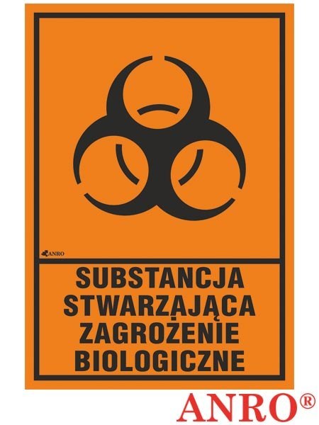 Naklejka samoprzylepna, oznaczenia substancji „Substancja stwarzająca zagrożenie biologiczne" ZNAK BEZPIECZEŃSTWA - 200x300 mm