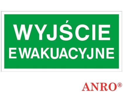 Naklejka samoprzylepna, znak ewakuacyjny „Wyjście ewakuacyjne" ZNAK BEZPIECZEŃSTWA - 200x400 mm