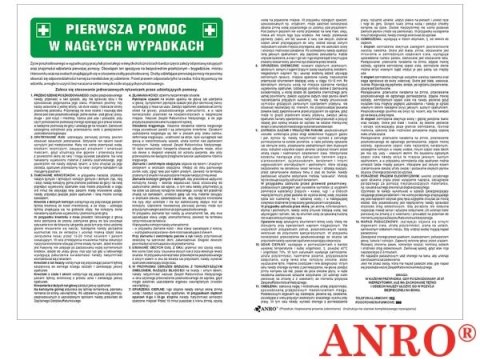 Instrukcja BHP „ Instrukcja pierwsza pomoc w nagłych wypadkach" ZNAK BEZPIECZEŃSTWA - 500x350 mm PŁYTA PCV