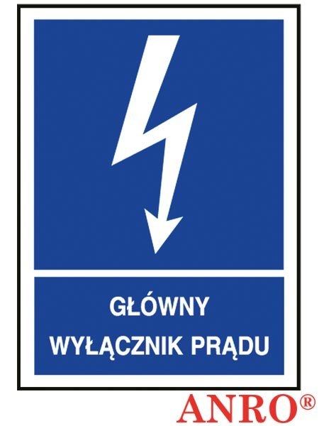 Znak elektryczny „Główny wyłącznik prądu" ZNAK BEZPIECZEŃSTWA - 74x105 mm PŁYTA PCV