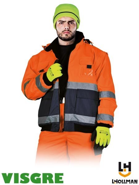 KURTKA OCHRONNA OCIEPLANA - 3XL - POMARAŃCZOWO-GRANATOWY